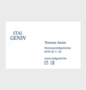 Stal Genin - ontwerp naamkaartje
